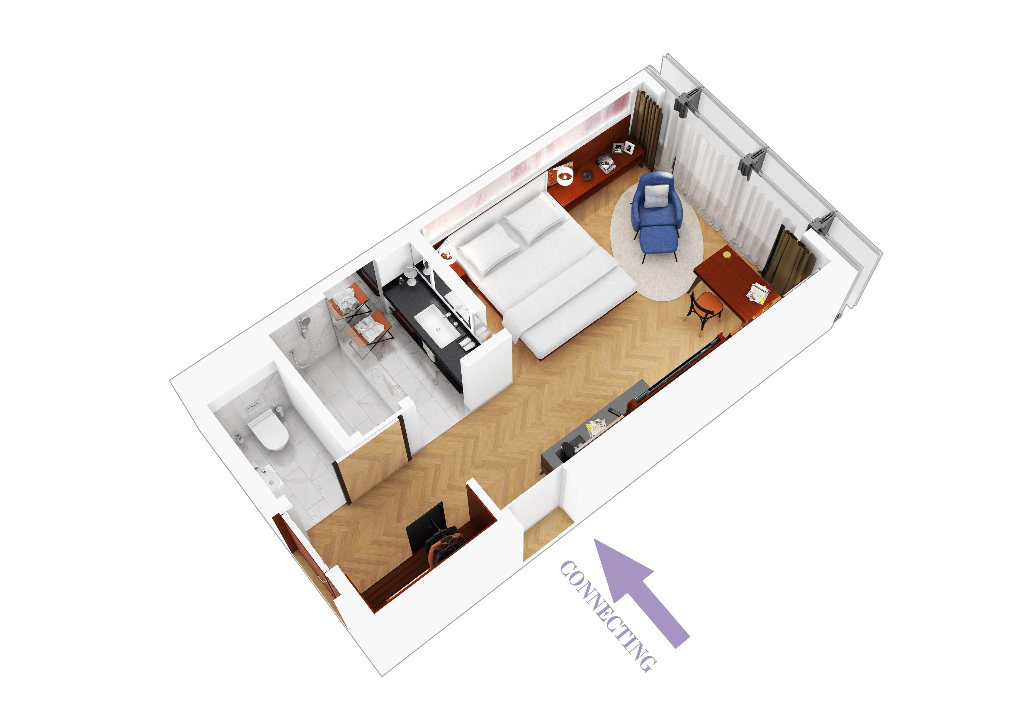 Andaz Vienna Am Belvedere, By Hyatt Kültér fotó 3D floor plan of a typical studio apartment